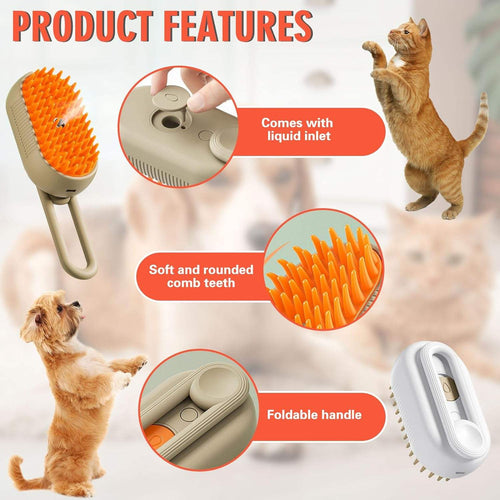 💨 No More Flying Fur! Steam Grooming Brush for Shedding, Massage & Cleaning