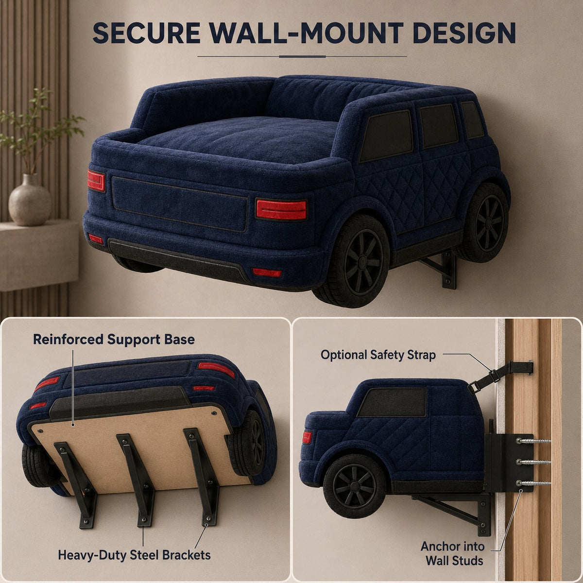 Muviiot Wall-Mounted Car Pet Bed