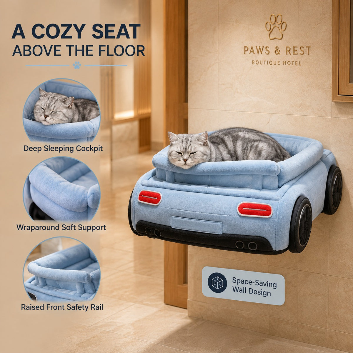 Muviiot Wall-Mounted Car Pet Bed