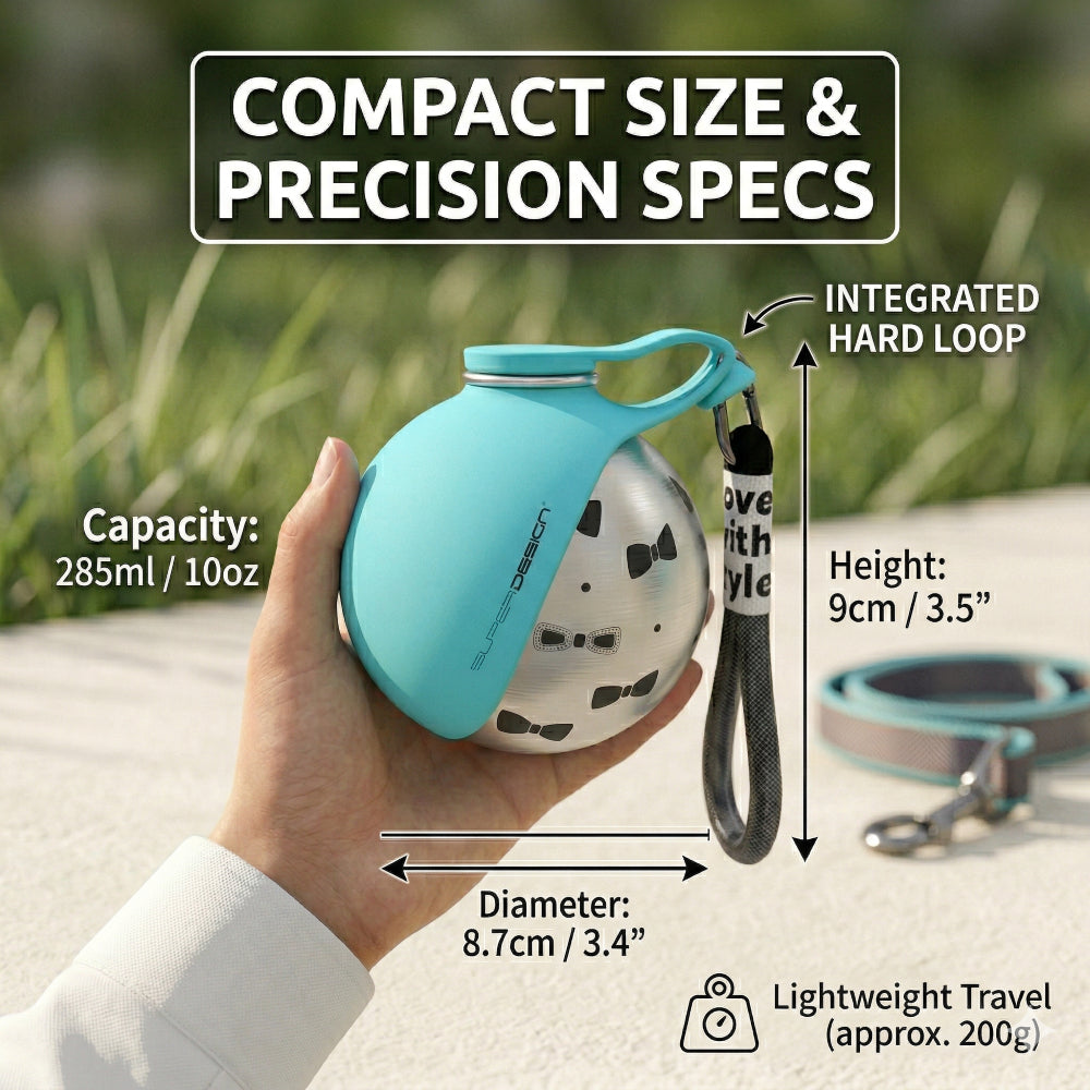 ✨ 285ml Xiaoman Pet Water Bottle | 304 Stainless Steel Leak-Proof Travel Water Bottle with Foldable Silicone Bowl & Lanyard for Outdoor Adventures 🐶