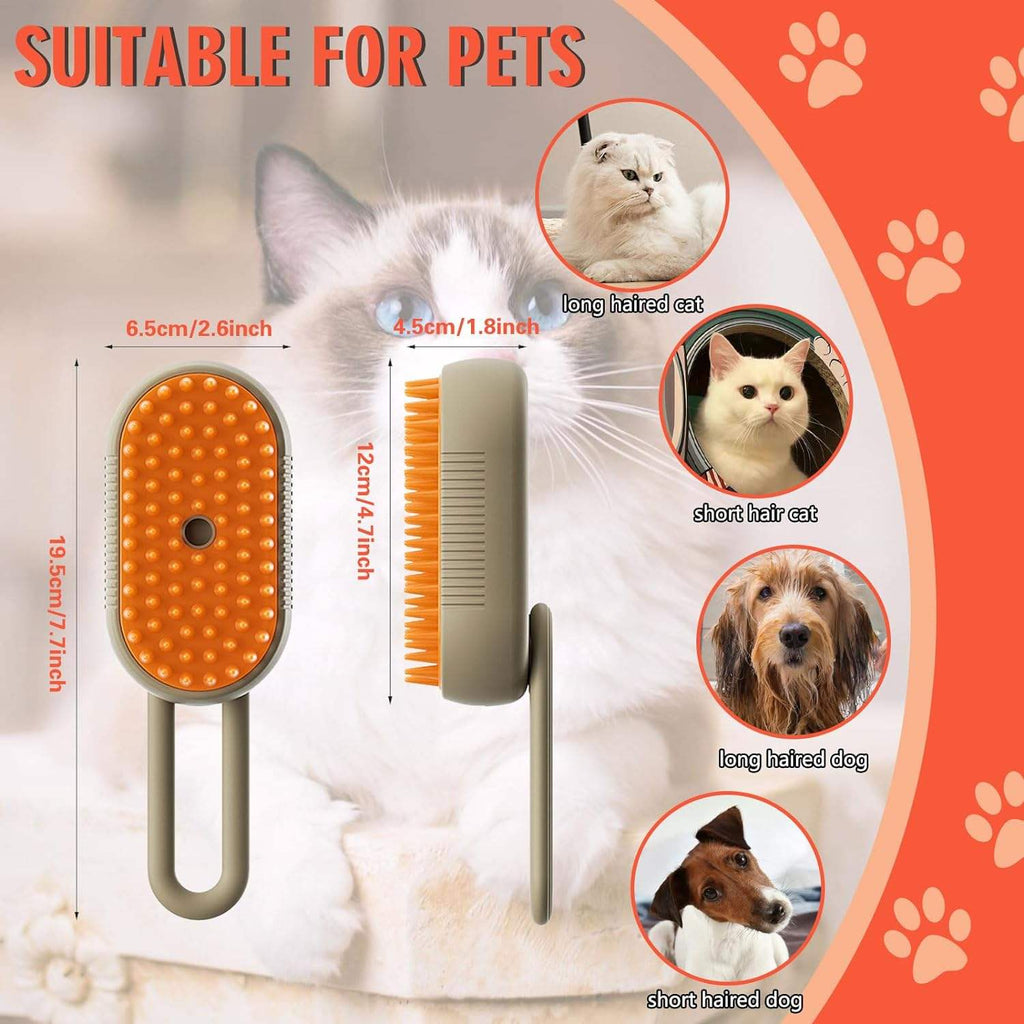 💨 No More Flying Fur! Steam Grooming Brush for Shedding, Massage & Cleaning