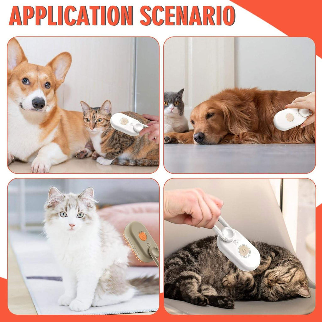💨 No More Flying Fur! Steam Grooming Brush for Shedding, Massage & Cleaning