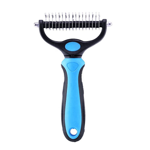 Pet Grooming Brush-Double Sided Hurtless Shedding and Dematting Undercoat Rake Comb for Dogs and Cats, No More Nasty Shedding or Flying Hair