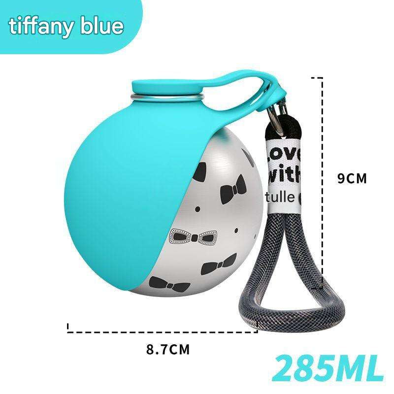 ✨ 285ml Xiaoman Pet Water Bottle | 304 Stainless Steel Leak-Proof Travel Water Bottle with Foldable Silicone Bowl & Lanyard for Outdoor Adventures 🐶