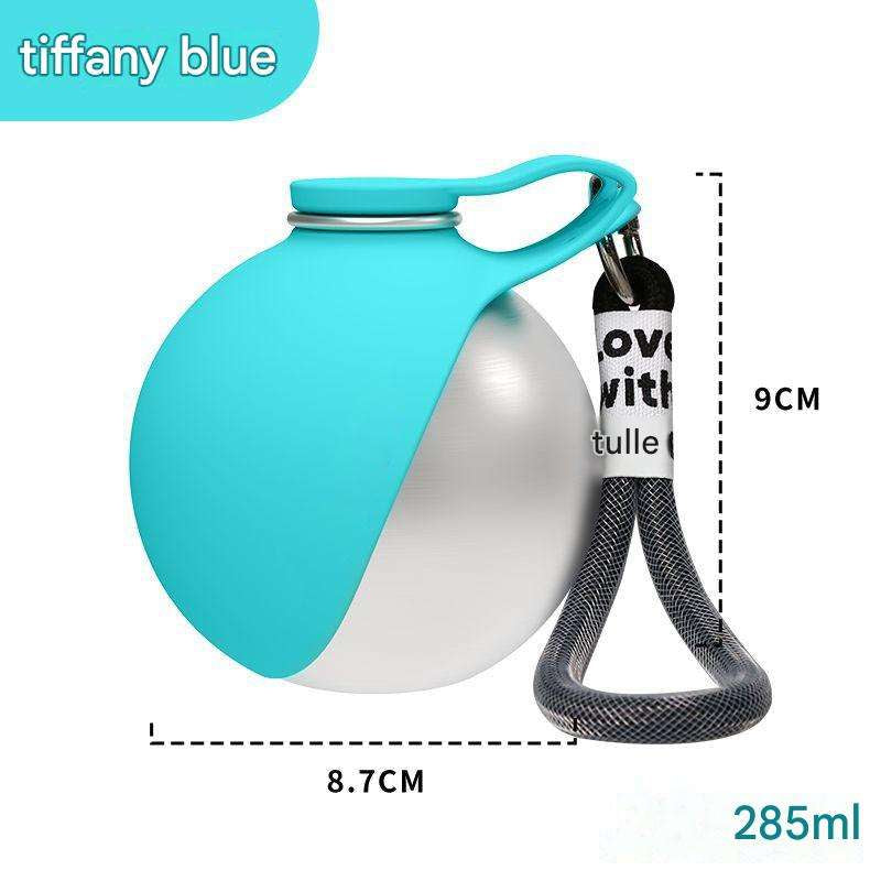 ✨ 285ml Xiaoman Pet Water Bottle | 304 Stainless Steel Leak-Proof Travel Water Bottle with Foldable Silicone Bowl & Lanyard for Outdoor Adventures 🐶